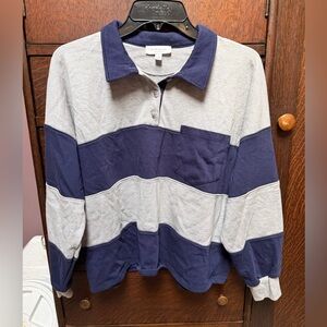 Kindred Brushed Rugby Polo - Navy and Light Gray Long Sleeve